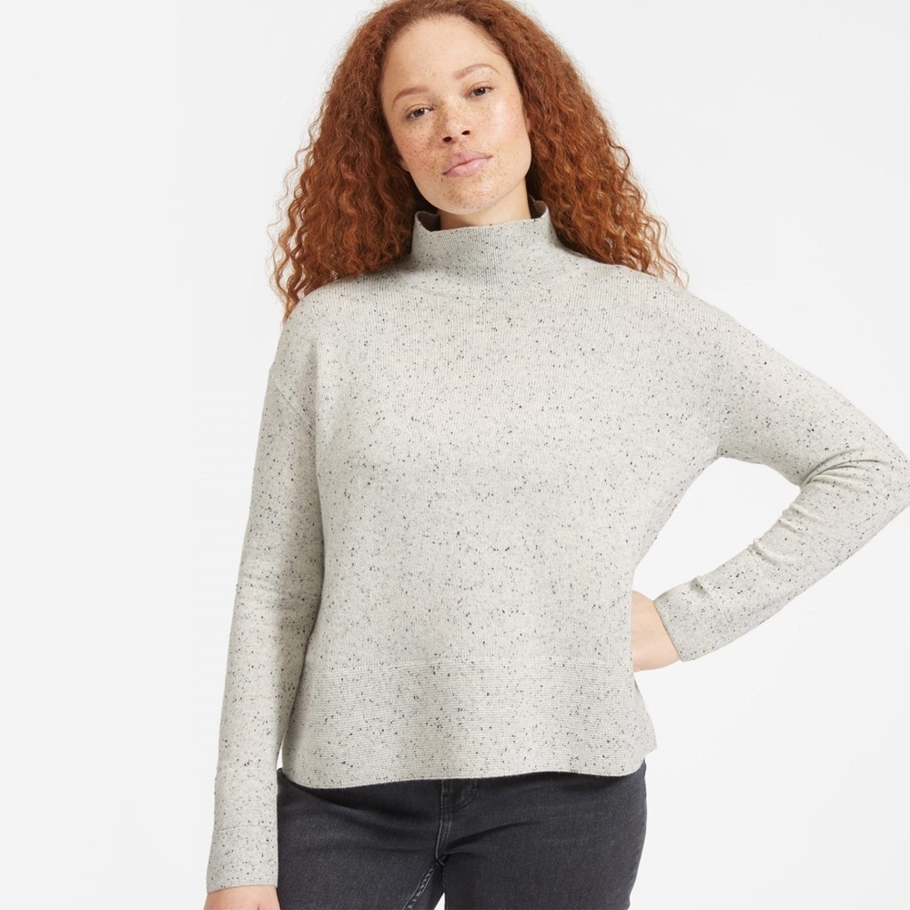Everlane Speckled Cream Turtleneck Sweater